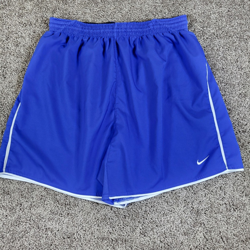 Nike Dri-FIT Women's Tempo Running Shorts Blue White Trim Athletic Gym‎ Workout